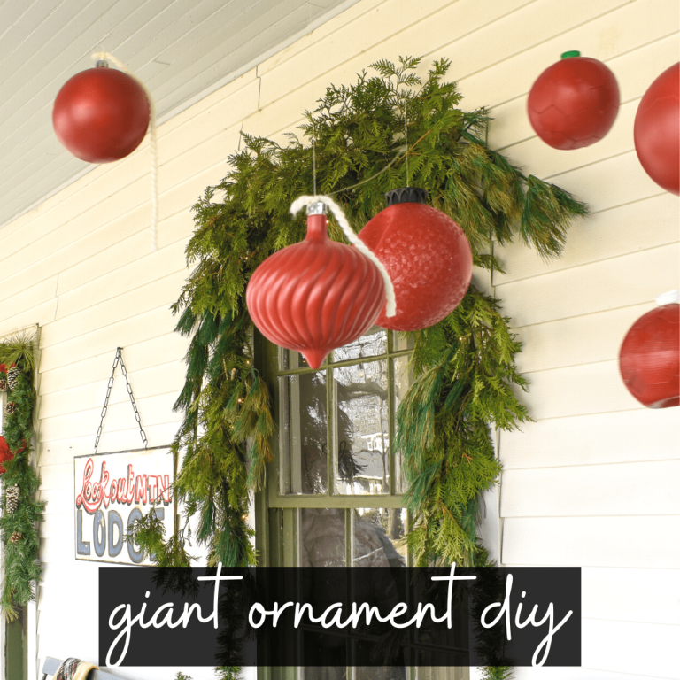 Christmas Porch Decorations: Oversized Ornament DIY (from trash!)