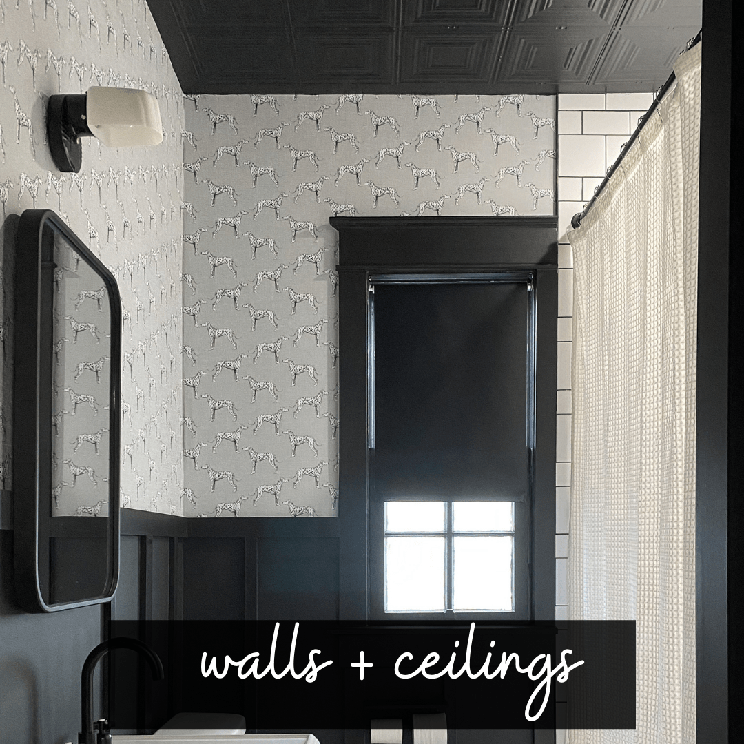 tin ceiling and wallpaper DIY