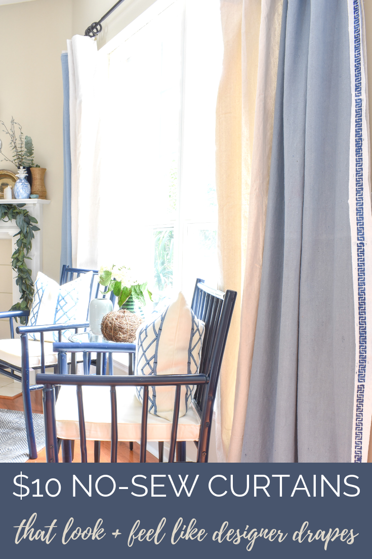 Most Popular DIY Home Decor Projects of 2018 Revealed | Custom Designer Style Drapes for $10! This easy tutorial shows you exactly where to find the fabric (hint: it's not the craft or fabric store) and how to hang them to look like expensive custom…