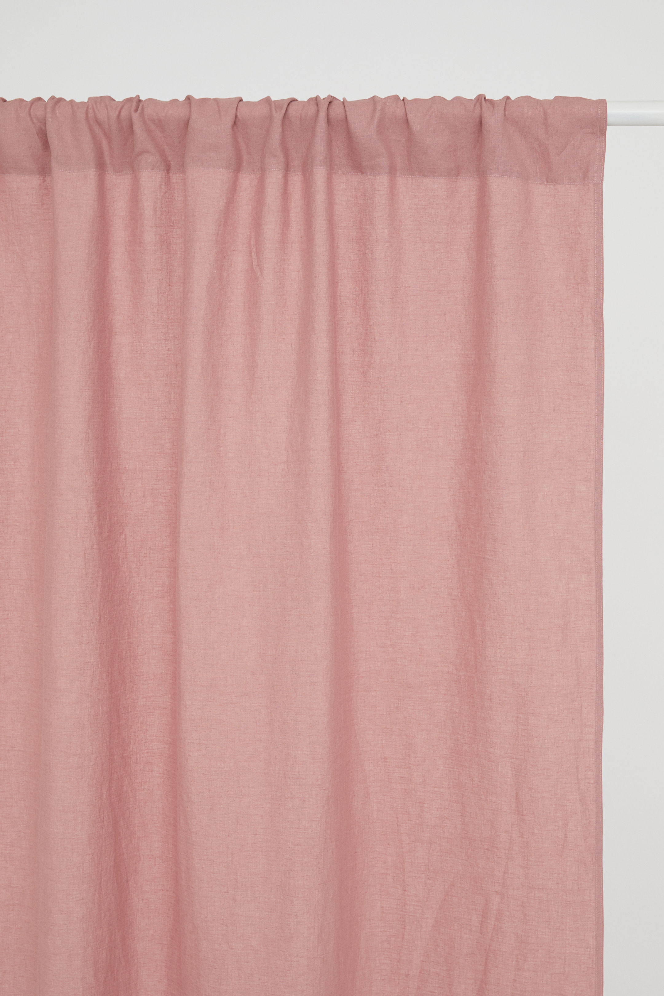 coastal cottage look - budget linen curtains in pink