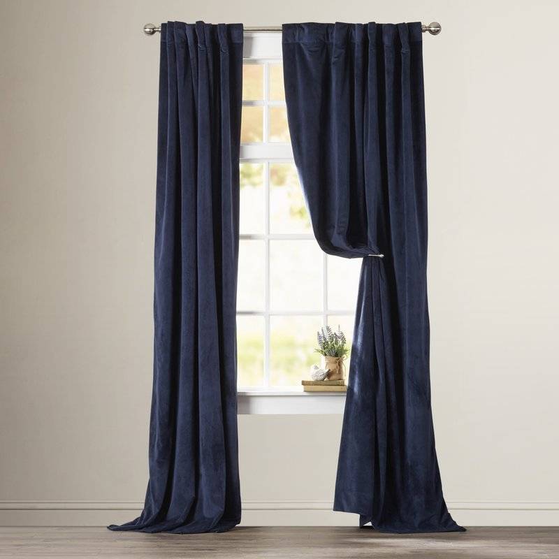 dining room inspiration - navy blue velvet curtains